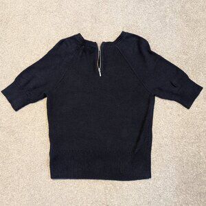 Banana Republic Black Cable Knit Short Sleeve Sweater Size M